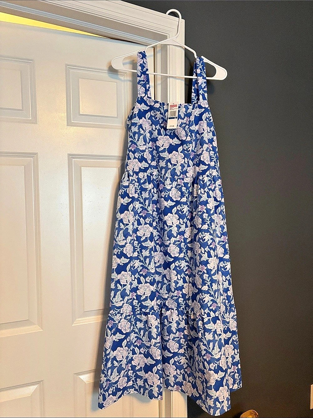 vineyard vines Bahia Floral Harbor Dress Maxi Blue & White XL
